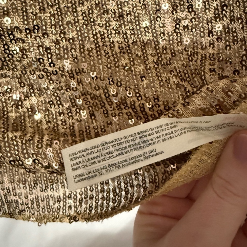 FREE PEOPLE Intimately Gold Rush Long Sleeve Sequin Glam Maximalist Women Small - Picture 7 of 7